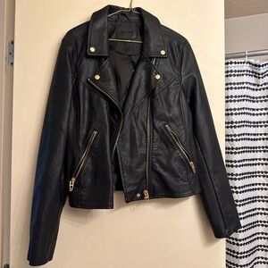 Blank NYC Black and Gold Leather Moto Jacket